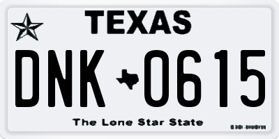 TX license plate DNK0615