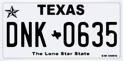 TX license plate DNK0635