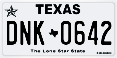 TX license plate DNK0642