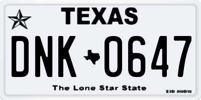 TX license plate DNK0647