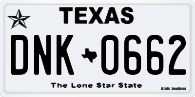 TX license plate DNK0662