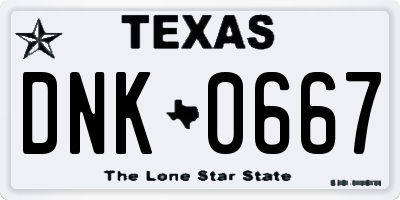 TX license plate DNK0667
