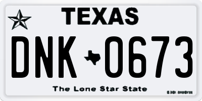 TX license plate DNK0673