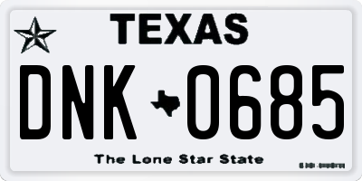 TX license plate DNK0685