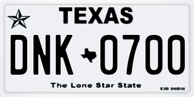 TX license plate DNK0700