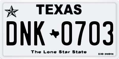 TX license plate DNK0703