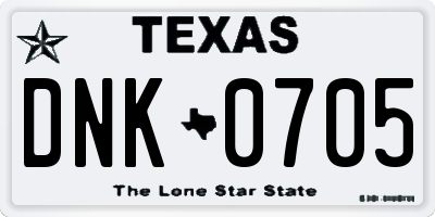 TX license plate DNK0705