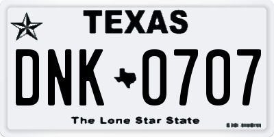 TX license plate DNK0707