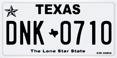 TX license plate DNK0710