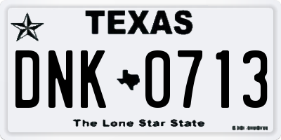 TX license plate DNK0713