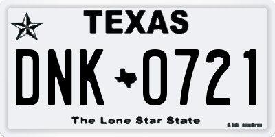 TX license plate DNK0721