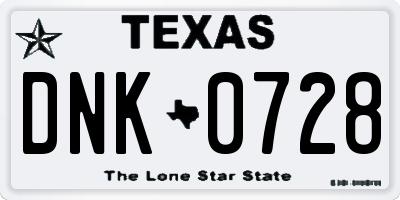 TX license plate DNK0728