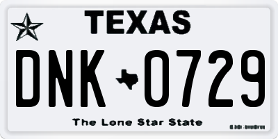 TX license plate DNK0729