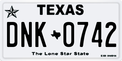 TX license plate DNK0742