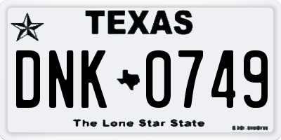 TX license plate DNK0749