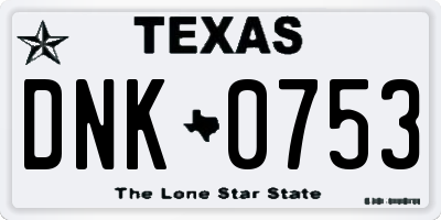 TX license plate DNK0753