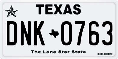 TX license plate DNK0763