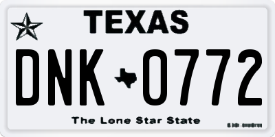 TX license plate DNK0772