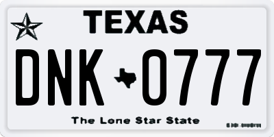 TX license plate DNK0777