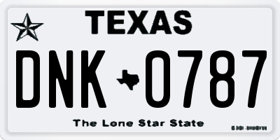 TX license plate DNK0787