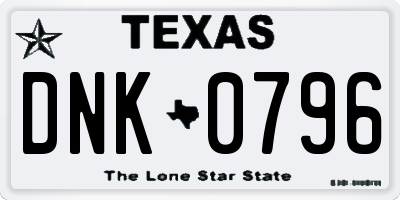 TX license plate DNK0796