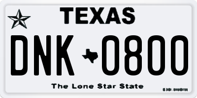 TX license plate DNK0800