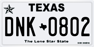 TX license plate DNK0802