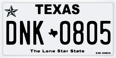 TX license plate DNK0805