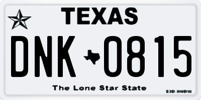 TX license plate DNK0815