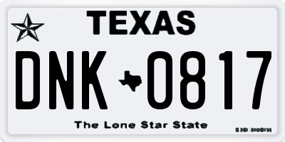 TX license plate DNK0817