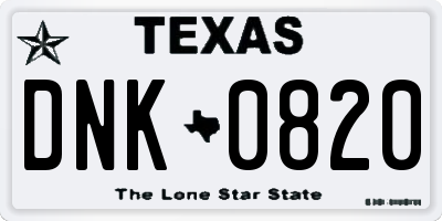 TX license plate DNK0820