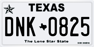 TX license plate DNK0825