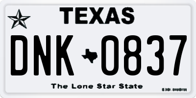 TX license plate DNK0837