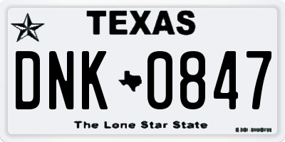 TX license plate DNK0847