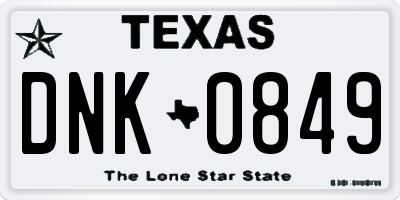 TX license plate DNK0849