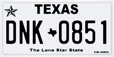 TX license plate DNK0851