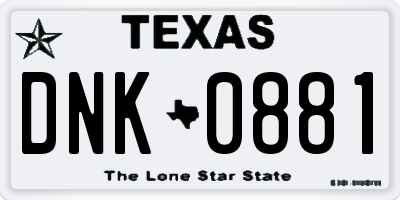 TX license plate DNK0881