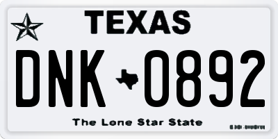 TX license plate DNK0892