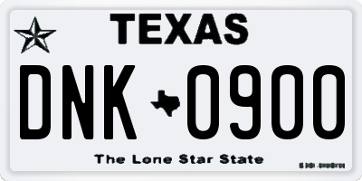 TX license plate DNK0900