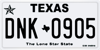 TX license plate DNK0905