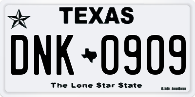 TX license plate DNK0909