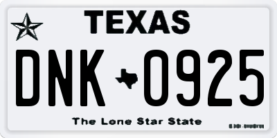 TX license plate DNK0925