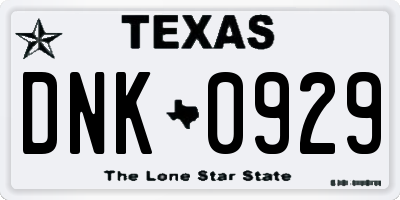TX license plate DNK0929
