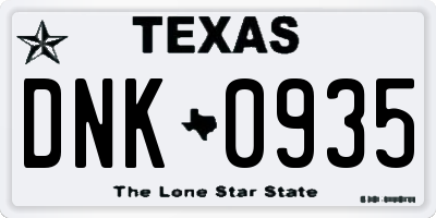 TX license plate DNK0935
