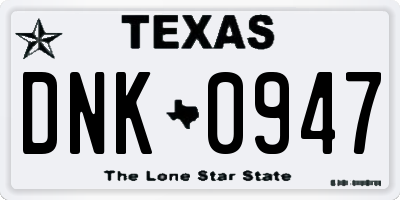 TX license plate DNK0947