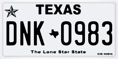 TX license plate DNK0983