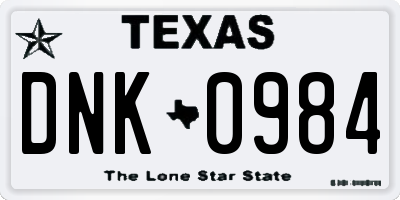 TX license plate DNK0984