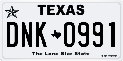 TX license plate DNK0991