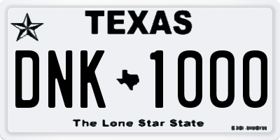 TX license plate DNK1000