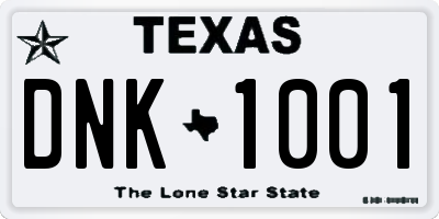 TX license plate DNK1001